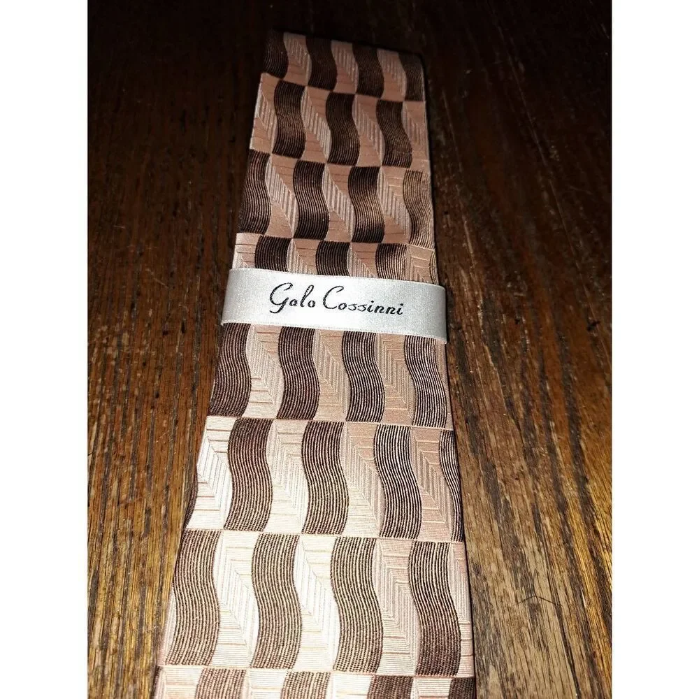 New Galo Cossinni Silk Handmade Mens Dress Neck Tie Pink Black NWT